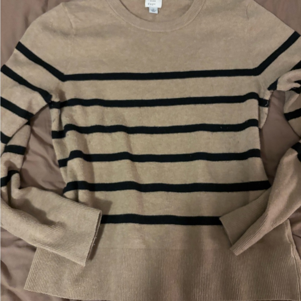 Striped Tan and Black Sweater